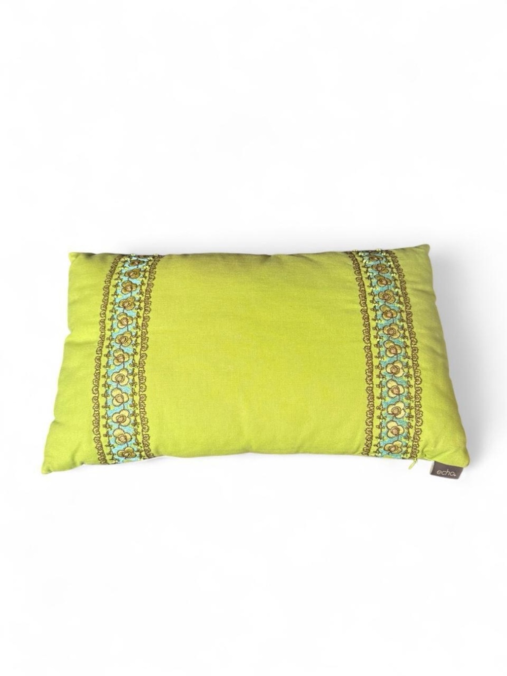 Echo Lime Green Embroidered Lumbar Pillow